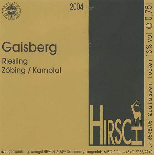 Hirsch Ried Gaisberg 1 TW Kamptal DAC Riesling