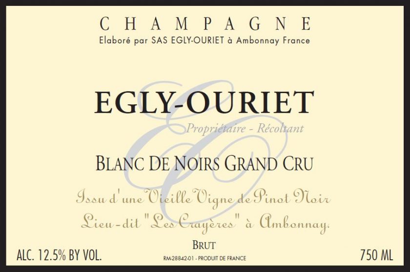 Champagne Blanc de Noirs Grand Cru 'Les Crayeres' VV Extra Brut, Egly-Ouriet