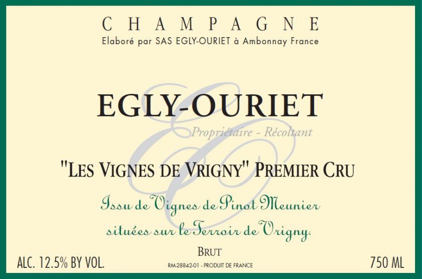 Champagne Extra Brut 1er Les Vignes de Vrigny EglyOuriet