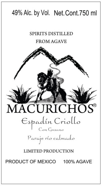 Destilado de Agave Espadin Criollo con Gusano Macurichos       