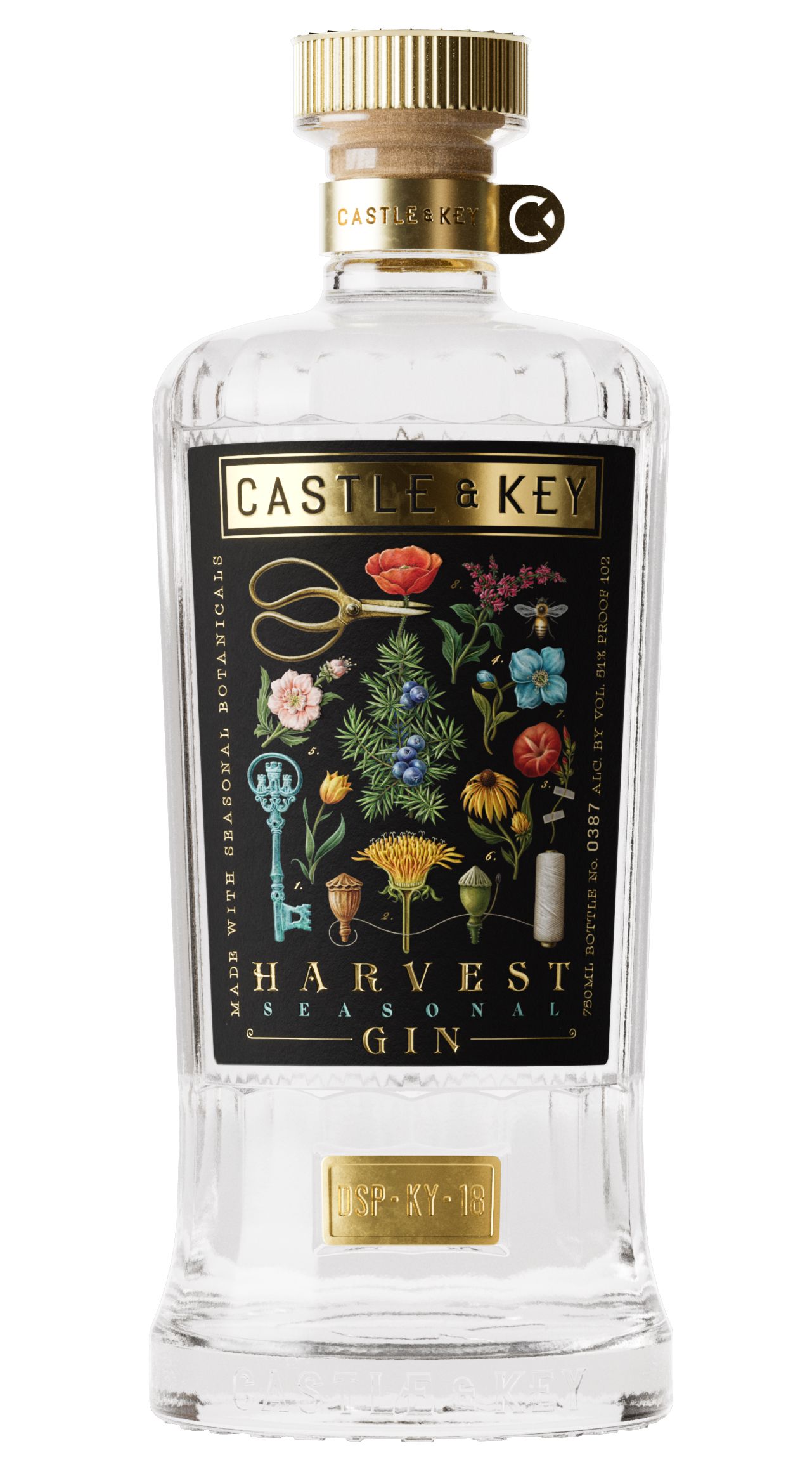 Gin, 'Roots of Ruin Harvest Seasonal Gin', Castle & Key Skurnik