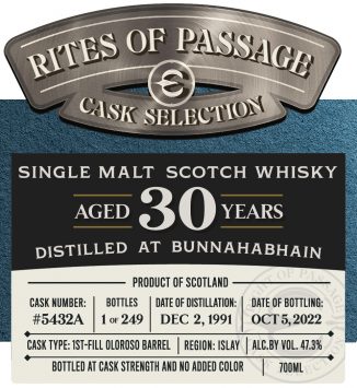 Single Malt Scotch Whisky 'Bunnahabhain 30 Year'