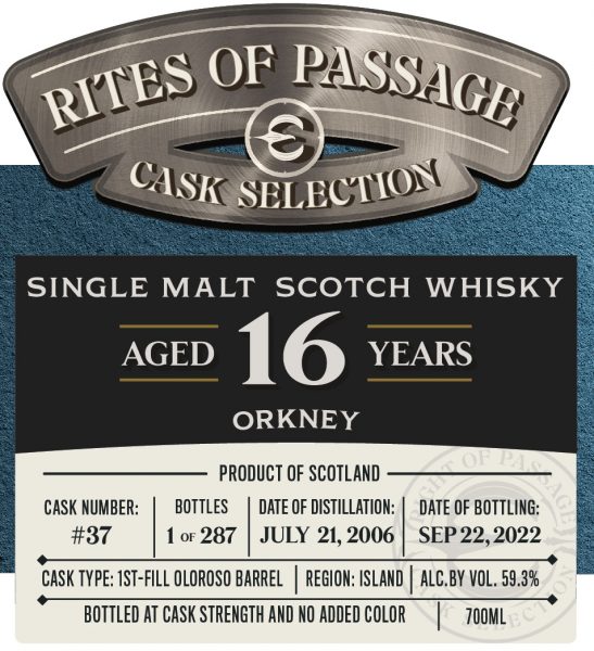 Single Malt Scotch Whisky  Orkney 16 Year Rites of Passage