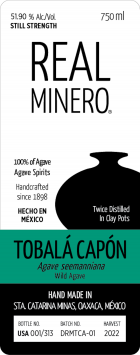 Destilado de Agave, Tobala Capon 'Tradicional Still Strength'