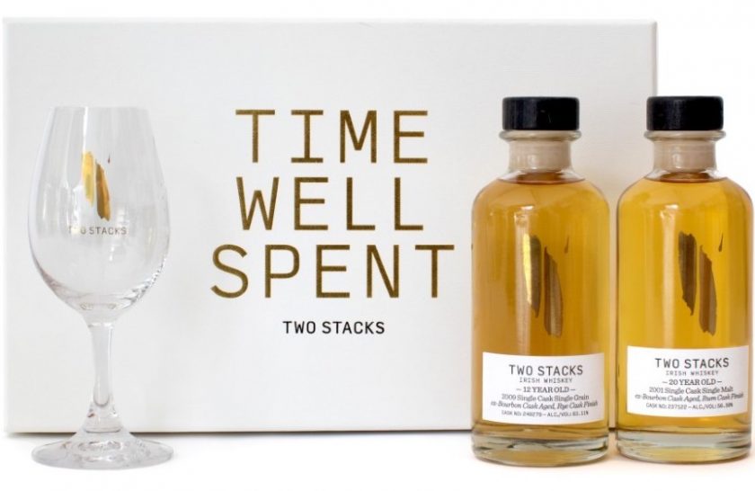 Whiskey Gift Pack Time Well Spent  Cooley 12yr 20yr 2 x 200ml w Glass Two Stacks