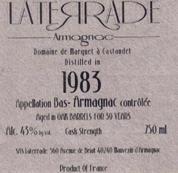 Vintage Armagnac, 'Domaine de Marquet, 1983'