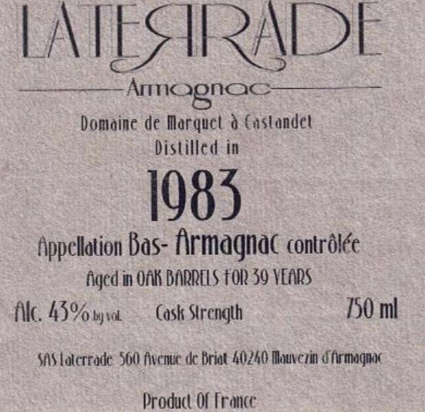 Vintage Armagnac Domaine de Marquet 1983