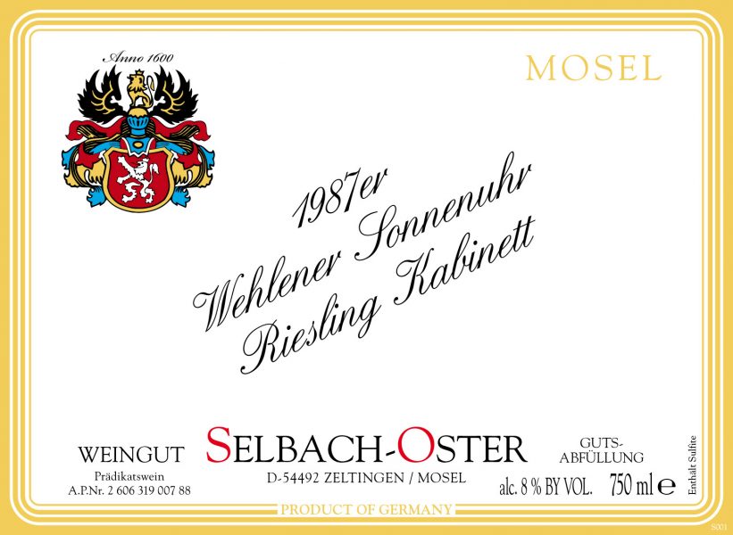 SelbachOster Wehlener Sonnenuhr Riesling Kabinett