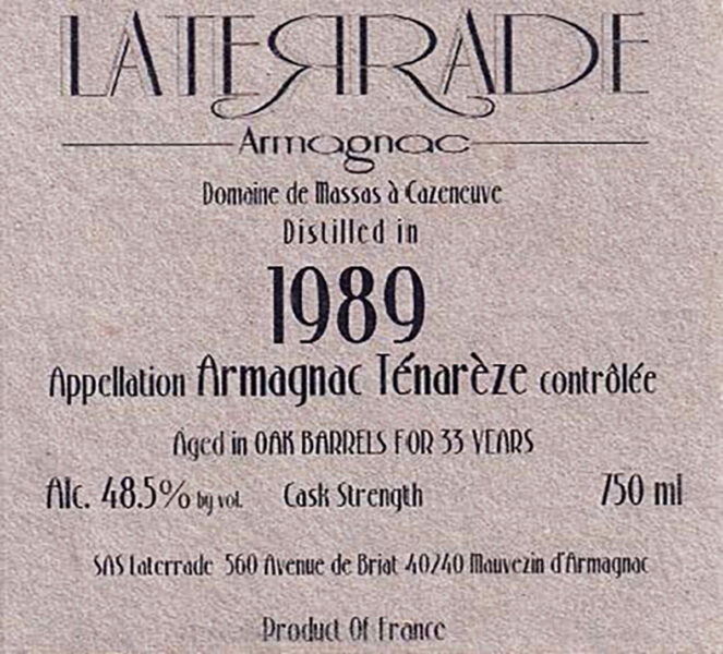 Vintage Armagnac Domaine de Massas 1989