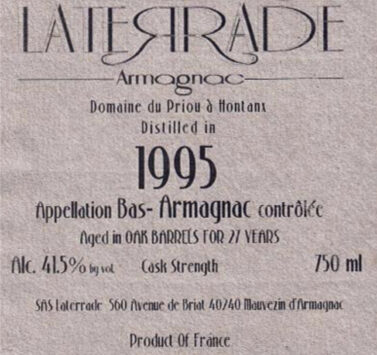 Vintage Armagnac, 'Domaine du Priou, 1995'