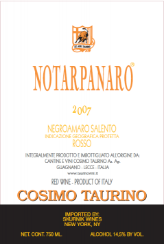 Salento Rosso 'Notarpanaro', Cosimo Taurino
