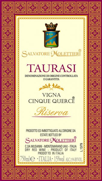 Taurasi Riserva Cinque Querce Salvatore Molettieri