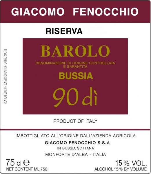 Barolo Riserva Bussia 90 di Giacomo Fenocchio