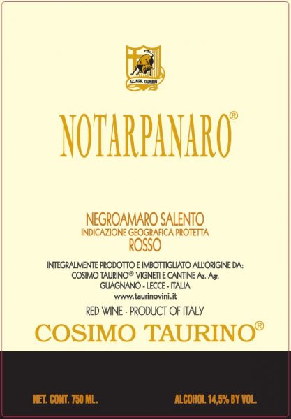 Salento Rosso Notarpanaro Cosimo Taurino