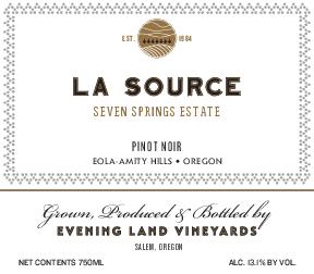 Pinot Noir 'La Source', Evening Land