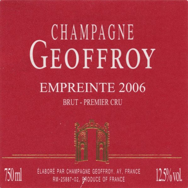 Empreinte Millesime Blanc de Noirs 1er Cru Extra Brut Champagne Geoffroy