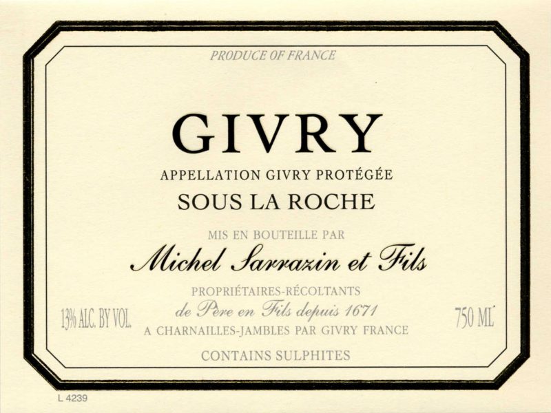 Givry Rouge Sous La Roche Michel Sarrazin