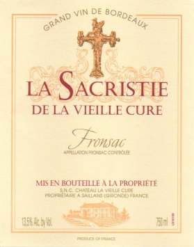 La Sacristie de la Vieille Cure Fronsac, Château La Vieille Cure