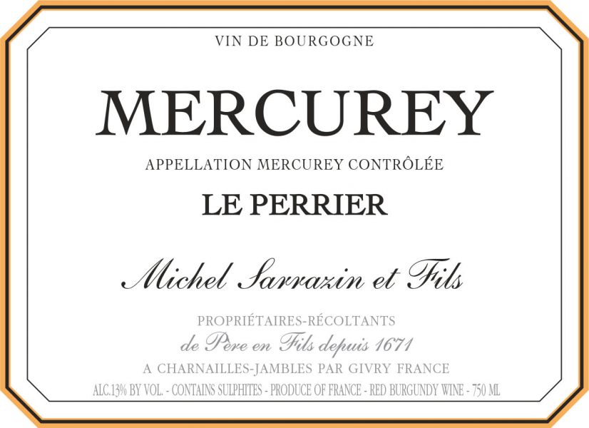 Mercurey Rouge Le Pierrier Michel Sarrazin