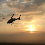 Helicopter flying over Meursault to warm up air