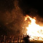 Burning hay bale in Chavignol