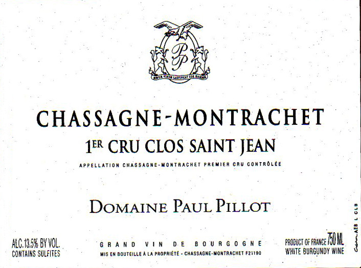 Chassagne-Montrachet Blanc 1er 'Clos Saint Jean', Domaine Paul Pillot