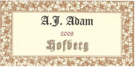 A.J. Adam Hofberg Riesling Grosses Gewächs 