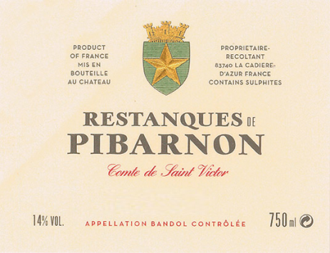 Bandol Rouge 'Les Restanques de Pibarnon', Chateau de Pibarnon