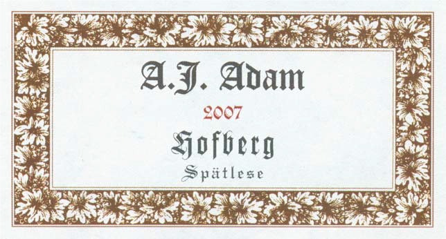 A.J. Adam Dhron Hofberg Riesling Spätlese