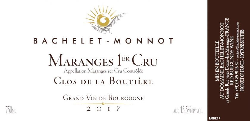 Maranges Rouge 1er Clos de la Boutiere BacheletMonnot