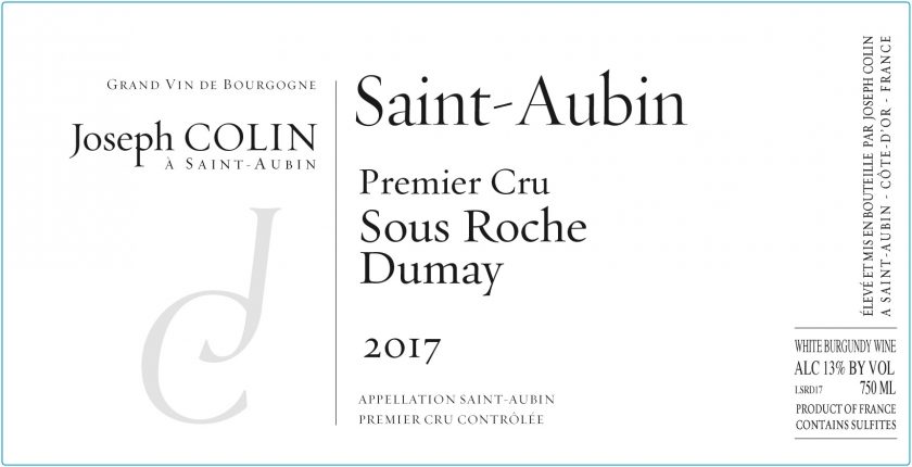 Saint-Aubin 1er 'Sous Roche Dumay', Joseph Colin