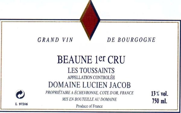 Beaune Rouge 1er Cru Les Toussaints Domaine Lucien Jacob