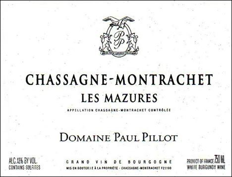 ChassagneMontrachet Les Mazures Domaine Paul Pillot