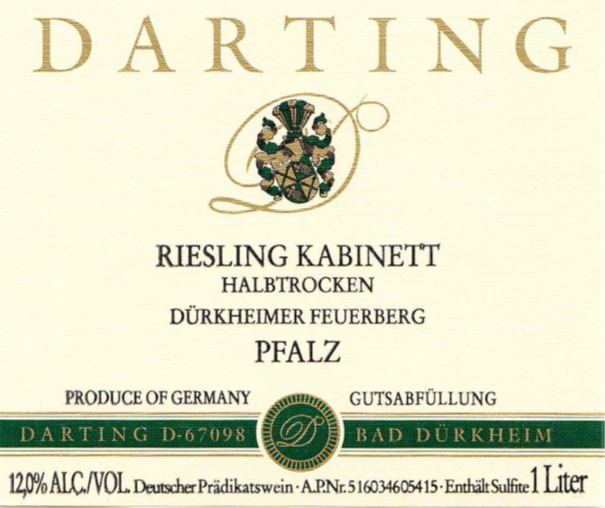 Darting Dürkheimer Feuerberg Riesling Kabinett Halbtrocken