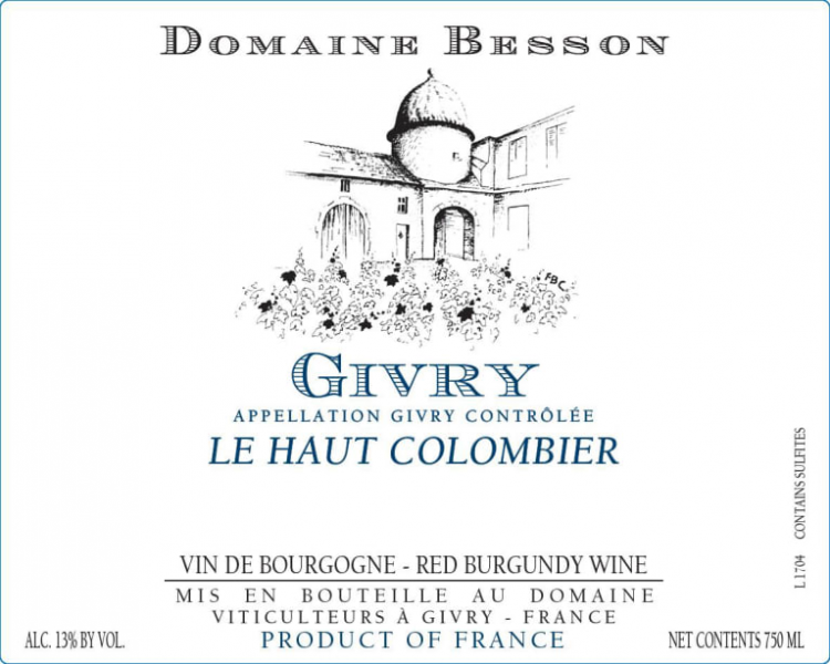 Givry Rouge Le Haut Colombier Domaine Besson