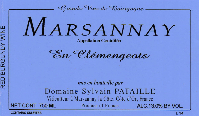 Marsannay Rouge En Clemengeots Domaine Sylvain Pataille