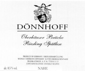 Dnnhoff Oberhuser Brcke Riesling Sptlese