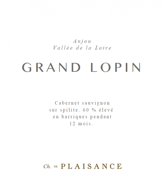 Anjou Rouge Grand Lopin Chateau de Plaisance