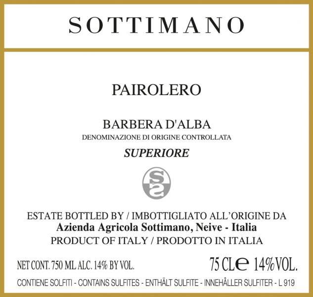 Barbera dAlba Superiore Pairolero