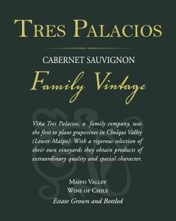 Cabernet Sauvignon, 'Family Vintage', Tres Palacios