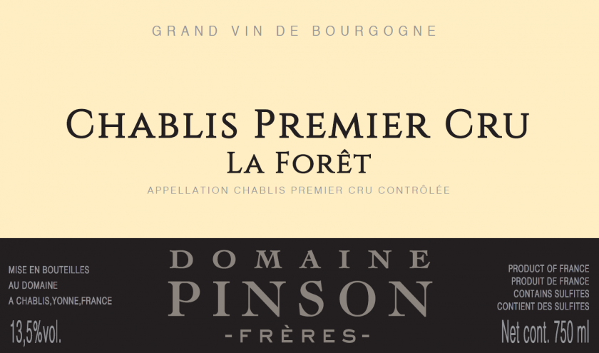 Chablis 1er 'La Foret', Domaine Pinson