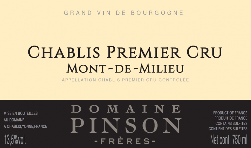 Chablis 1er Mont de Milieu Domaine Pinson