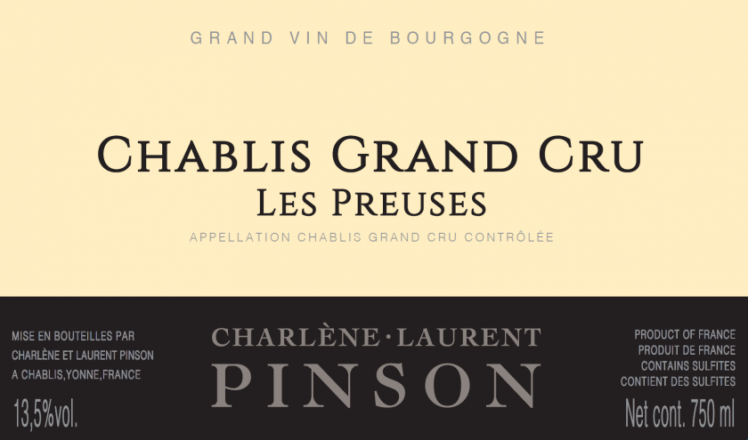 Chablis Grand Cru 'Les Preuses', Charlene et Laurent Pinson