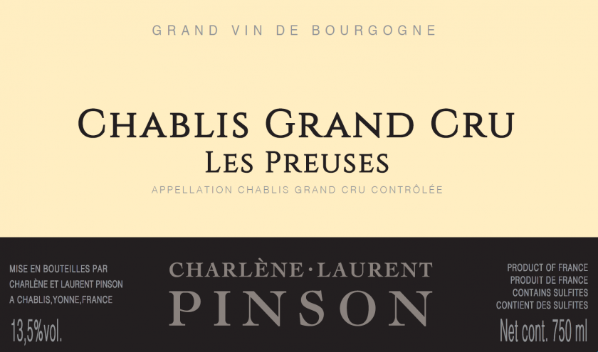 Chablis Grand Cru Les Preuses Charlene et Laurent Pinson