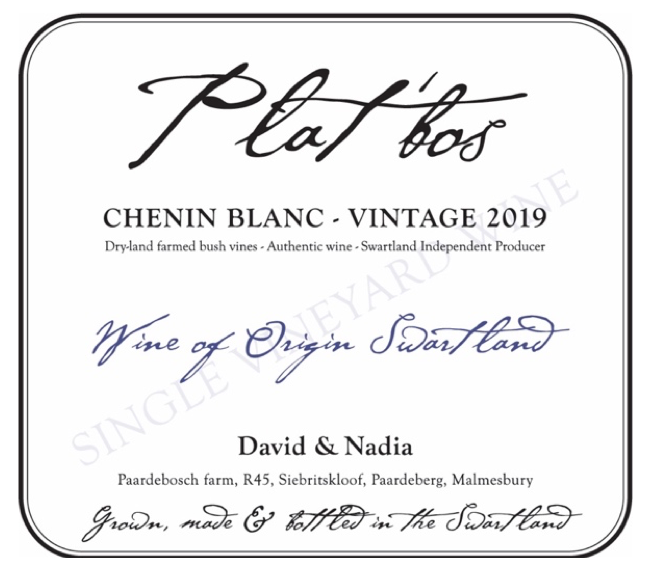 Chenin Blanc Platbos David  Nadia Sadie