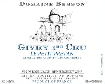 Givry Rouge 1er 'Le Petit Prétan', Domaine Besson