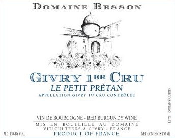 Givry Rouge 1er Le Petit Pretan Domaine Besson