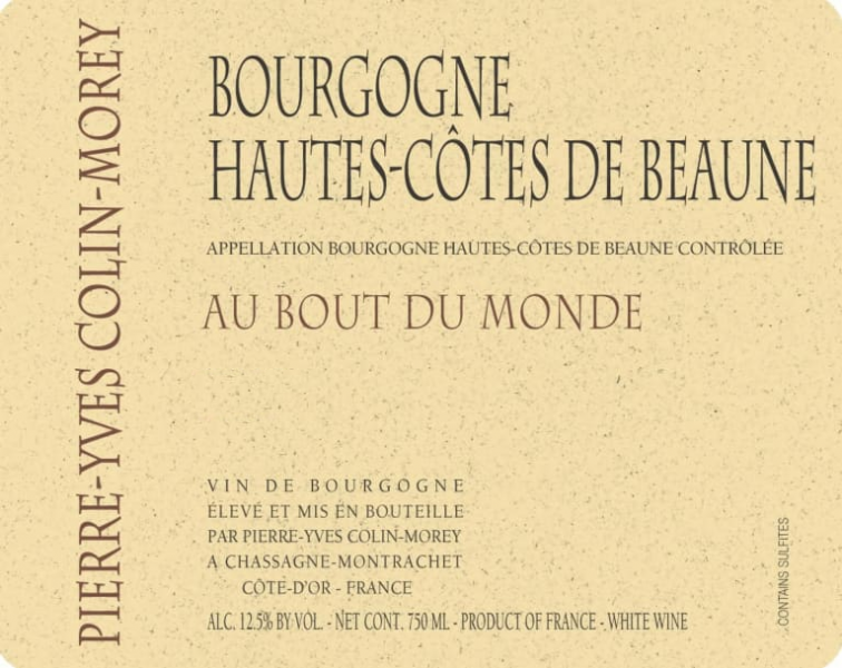 Hautes Cotes de Beaune Blanc 'Au Bout du Monde', Colin-Morey