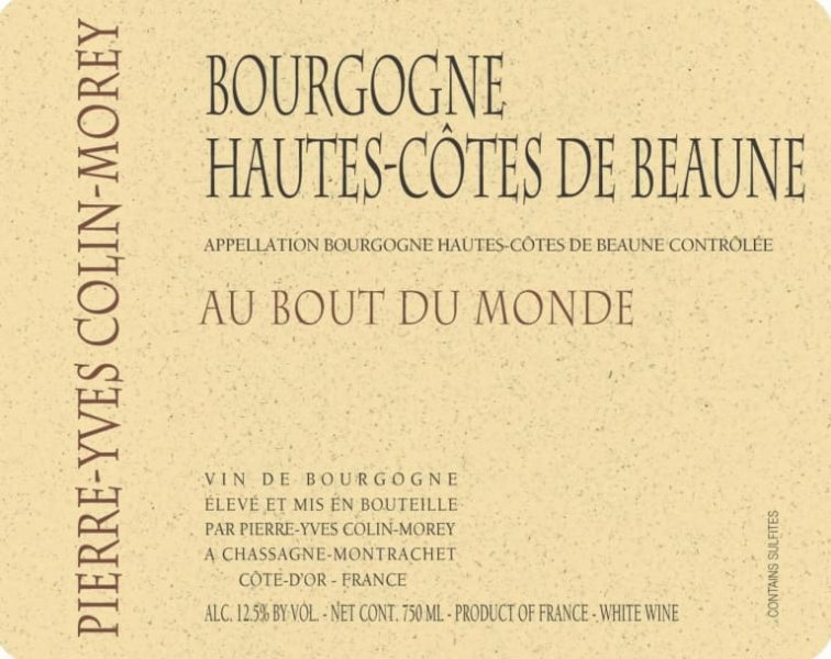 Hautes Cotes de Beaune Blanc Au Bout du Monde ColinMorey