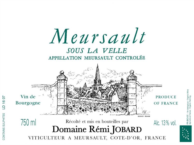 Meursault Sous La Velle Domaine Remi Jobard